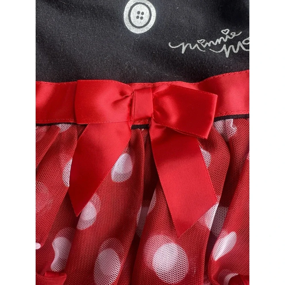 Disney Baby Dress Newborn 3 months Minnie Mouse Red Black Sequins Bow Snaps